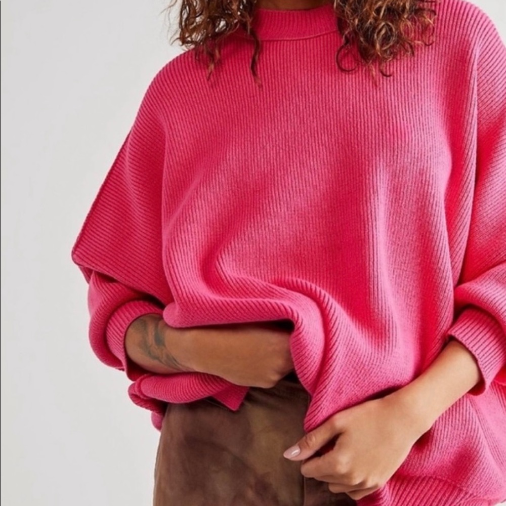 EUC XS Free People Hot / Bright Pink Easy Street Tunic